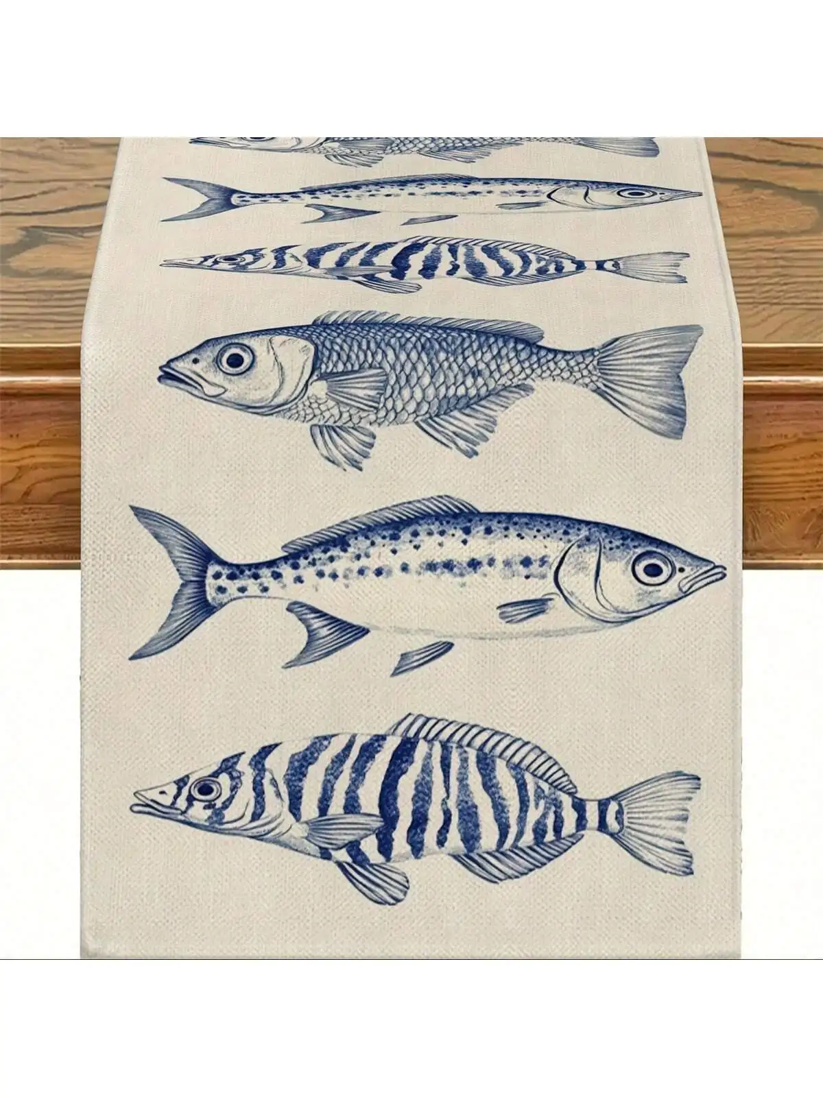 Linen Table Runner - Ocean Theme Table Runner with Bright