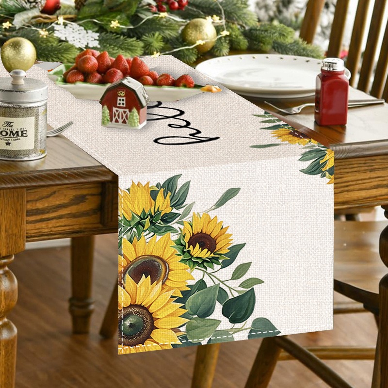 5PCS Spring Summer Floral Sunf - огляд і ціна Linen Table Runner