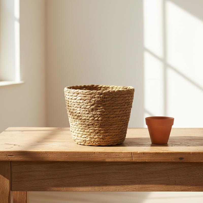 Rattan Basket Flower Pot Straw - огляд і ціна Rattan Plant Basket