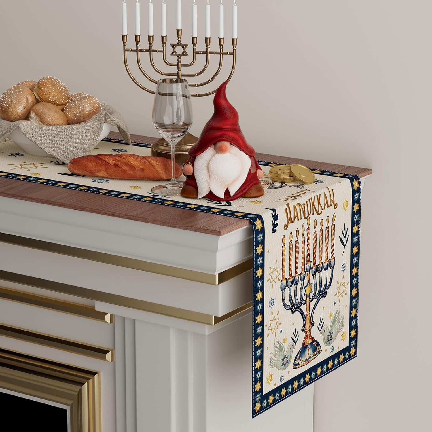 Happy Hanukkah Chanukah Menora - огляд і ціна Linen Table Runner