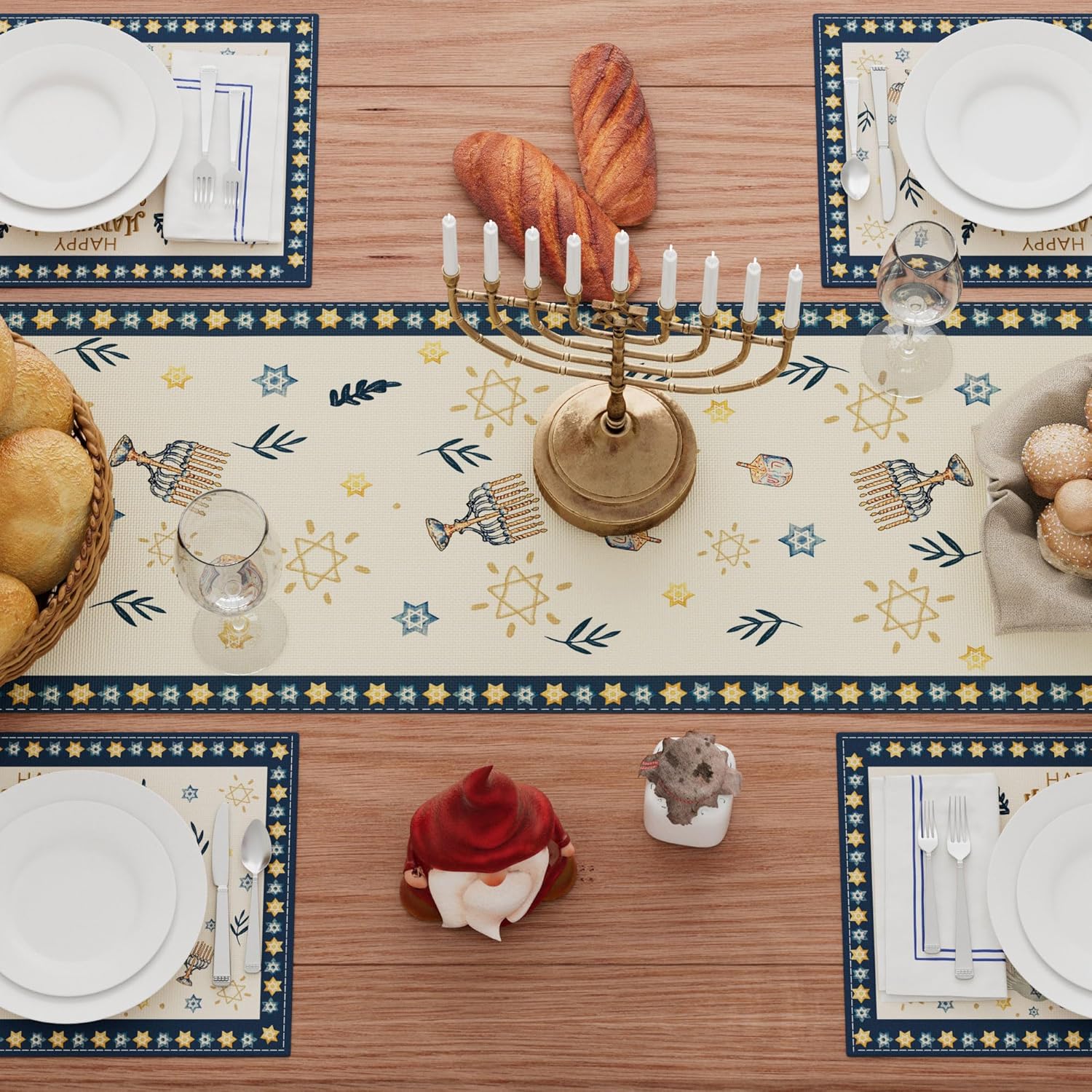 Happy Hanukkah Chanukah Menora - огляд і ціна Linen Table Runner