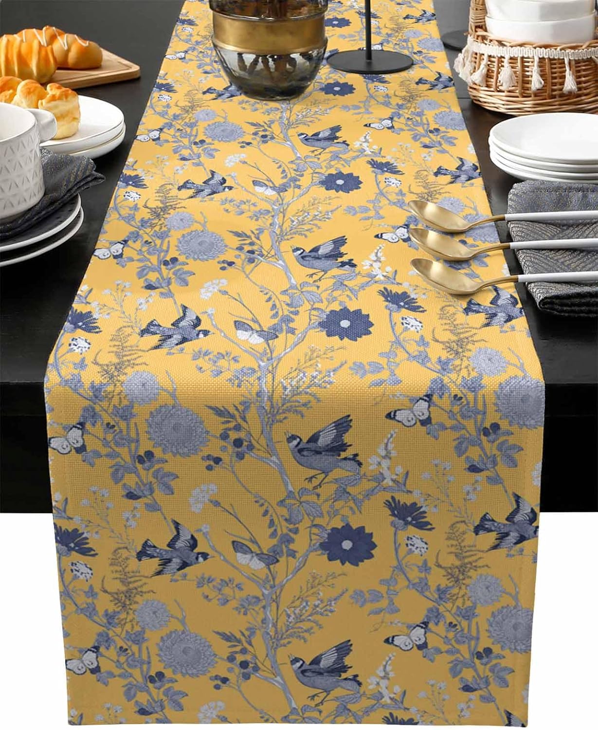 Vintage Birds Butterflies Herb - огляд і ціна Linen Table Runner