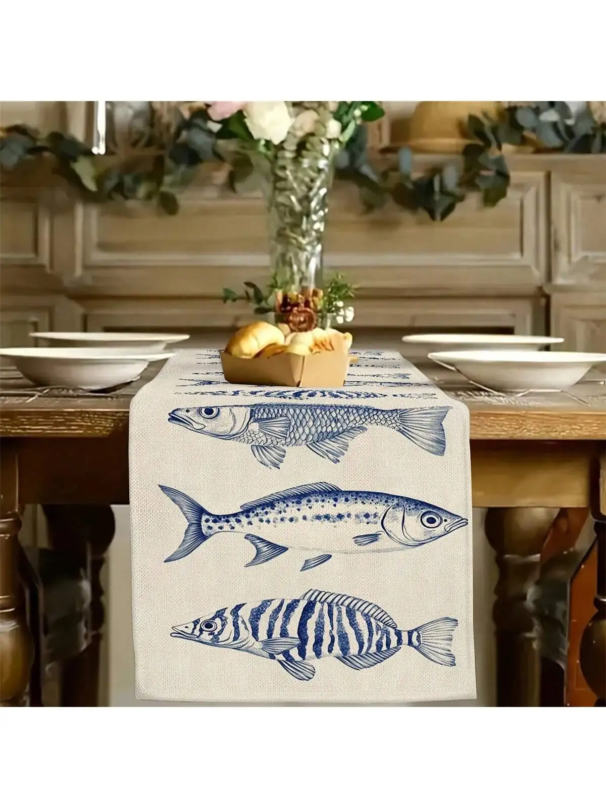 Ocean Theme Table Runner with  - огляд і ціна Linen Table Runner